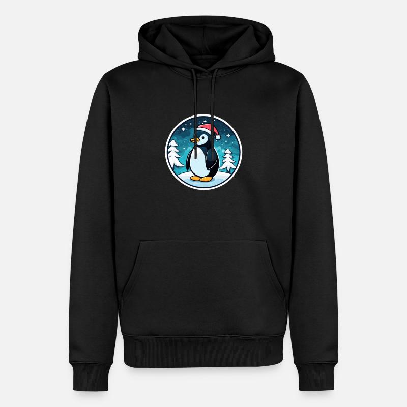 Illustration de Noël pingouin - Sweat à capuche Premium bio Homme - noir