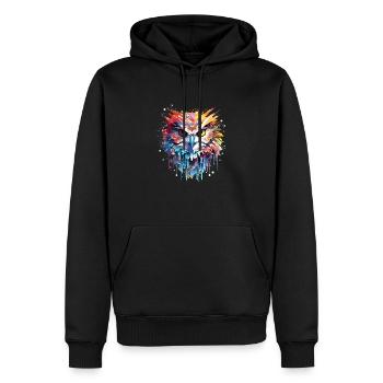 hibou oiseau animal nature liberté faune merveille - Sweat à capuche Premium bio Homme - noir - Devant - Nico (187cm)