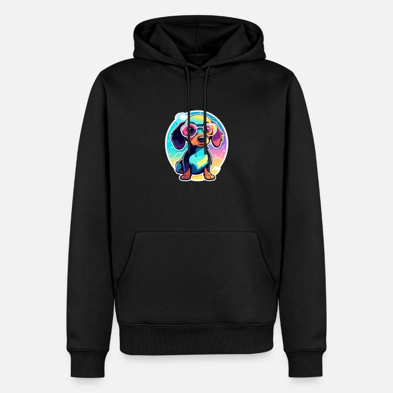 Illustration de chien teckel - Sweat à capuche Premium bio Homme - noir