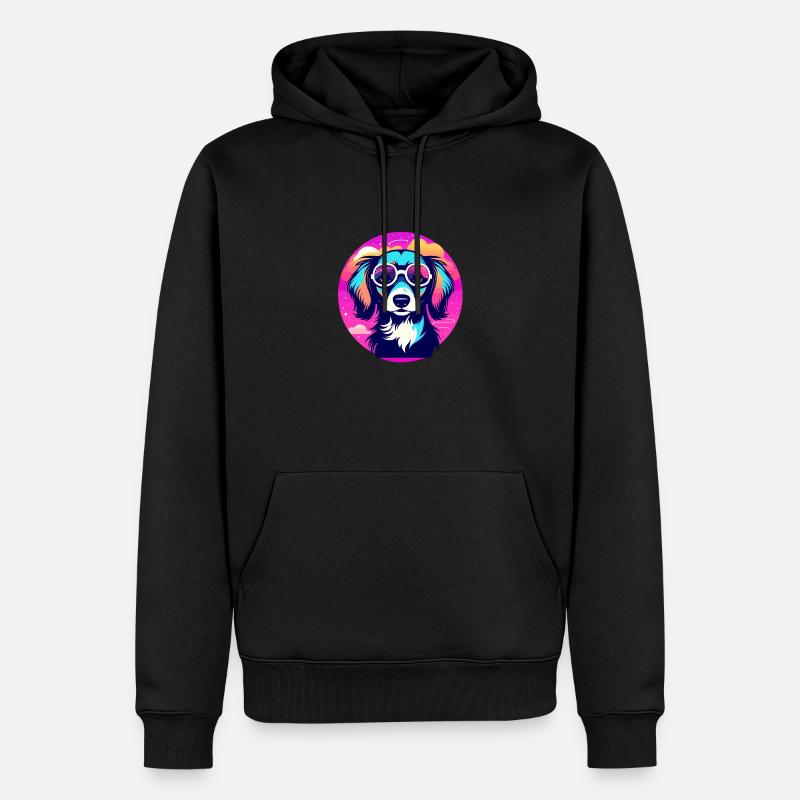 Illustration de chien teckel - Sweat à capuche Premium bio Homme - noir