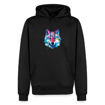 Loup Liberté Animal Monde Faune Merveille Abstrait - Sweat à capuche Premium bio Homme - noir - Devant - Nico (187cm)