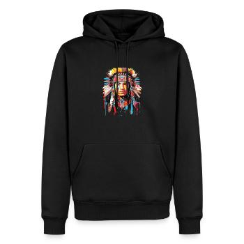 Amérindien amérindien Brave guerrier Inspiration - Sweat à capuche Premium bio Homme - noir - Devant - Nico (187cm)