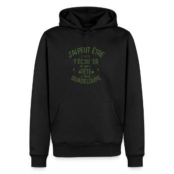Dans ma Tête je suis En Guadeloupe - Sweat à capuche Premium bio Homme - noir - Devant - Nico (187cm)