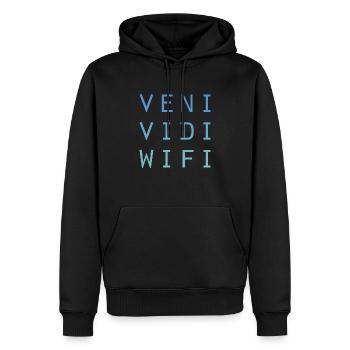 Veni Vidi Wifi (einfach) - Männer Premium Bio Hoodie - Schwarz - Vorne - Nico (187cm)
