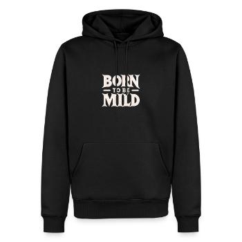 Minimalistisch „born To Be Mild“ - Männer Premium Bio Hoodie - Schwarz - Vorne - Nico (187cm)