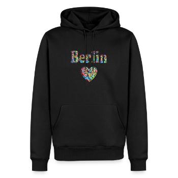 Ein Herz für Berlin - Männer Premium Bio Hoodie - Schwarz - Vorne - Nico (187cm)