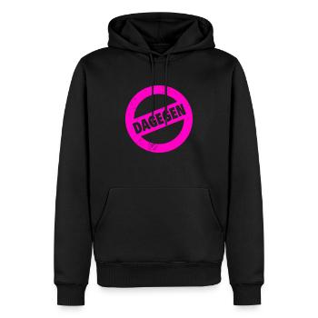 DAGEGEN - Männer Premium Bio Hoodie - Schwarz - Vorne - Nico (187cm)