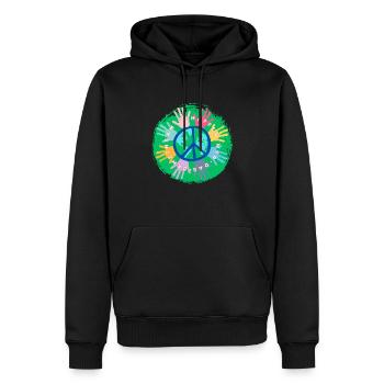 Gemeinsam stark sein - Männer Premium Bio Hoodie - Schwarz - Vorne - Nico (187cm)