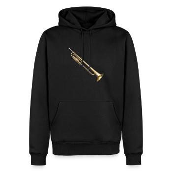 Die Posaune ist ein Blechblasinstrument - Männer Premium Bio Hoodie - Schwarz - Vorne - Nico (187cm)