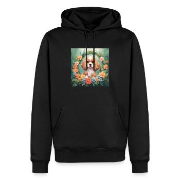 Cute Kawaii Baby American Cocker Spaniel Floral - Men’s Premium Organic Hoodie - black - Front - Nico (187cm)