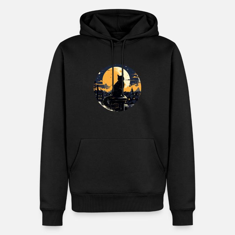Chat de minuit - Sweat à capuche Premium bio Homme - noir