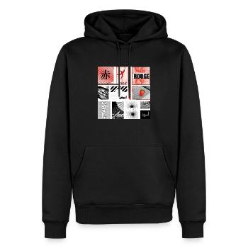#3 NOIR, BLANC ET ROUGE - Sweat à capuche Premium bio Homme - noir - Devant - Nico (187cm)