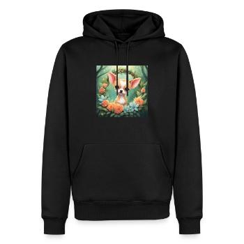Cute Kawaii Baby Chihuahua Floral - Men’s Premium Organic Hoodie - black - Front - Nico (187cm)