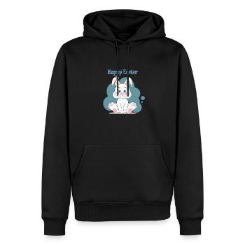 Joyeux lapin blanc de Pâques - Sweat à capuche Premium bio Homme - noir - Devant - Nico (187cm)