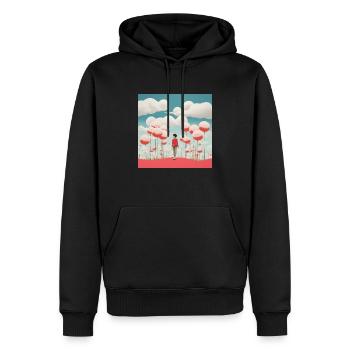 Celestial Whimsy: A Kuma-Inspired Journey in Silve - Männer Premium Bio Hoodie - Schwarz - Vorne - Nico (187cm)