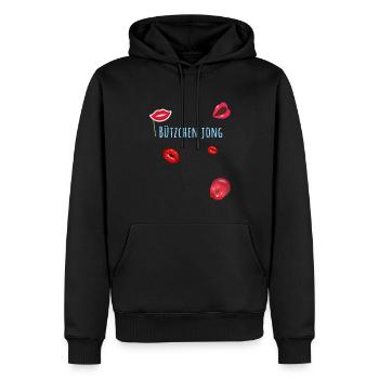 Bisous, bisous, jong, carnaval, lèvres - Sweat à capuche Premium bio Homme - noir - Devant - Nico (187cm)