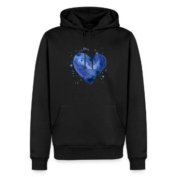 Wasserfarbherz (blau) - Männer Premium Bio Hoodie - Schwarz - Vorne - Nico (187cm)