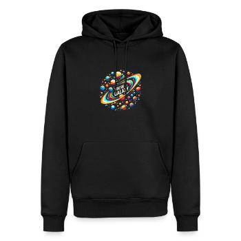 Danse céleste - Sweat à capuche Premium bio Homme - noir - Devant - Nico (187cm)