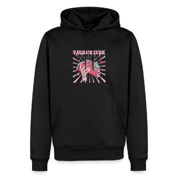 Tacos Never Broke my Heart Valentinstag - Männer Premium Bio Hoodie - Schwarz - Vorne - Nico (187cm)