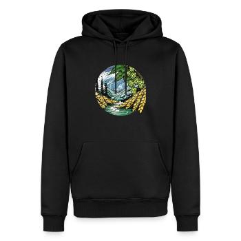 Für Freunde des Biers: Hopfen, Weizen u. Wasser - Männer Premium Bio Hoodie - Schwarz - Vorne - Nico (187cm)