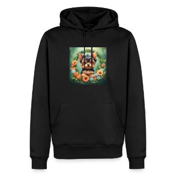 Cute Kawaii Baby Yorkshire terrier Floral - Men’s Premium Organic Hoodie - black - Front - Nico (187cm)