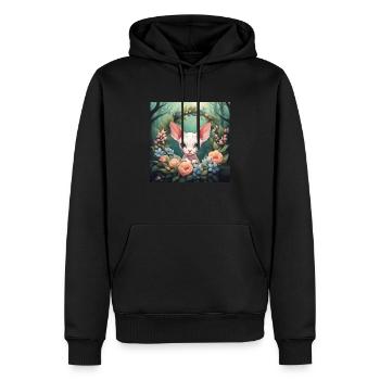 Cute Kawaii Baby Sphinx Cat Floral - Men’s Premium Organic Hoodie - black - Front - Nico (187cm)