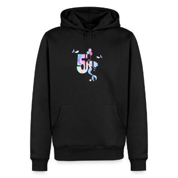5e anniversaire sirène - Sweat à capuche Premium bio Homme - noir - Devant - Nico (187cm)