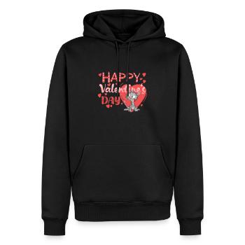 Leo the Cat Valentines day - Männer Premium Bio Hoodie - Schwarz - Vorne - Nico (187cm)