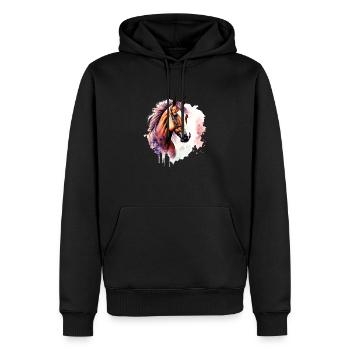 Gallop in Style: Majestic Horse Head Sculpture - Männer Premium Bio Hoodie - Schwarz - Vorne - Nico (187cm)