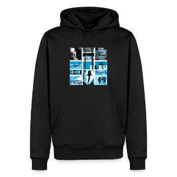 #16 BLEU NOIR ET BLANC - Sweat à capuche Premium bio Homme - noir - Devant - Nico (187cm)