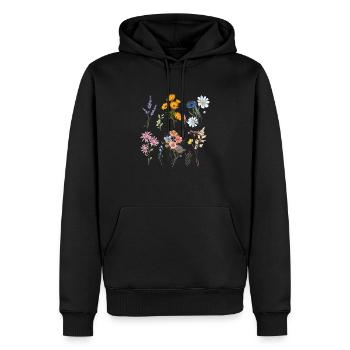 Botanische Wildblumen - Männer Premium Bio Hoodie - Schwarz - Vorne - Nico (187cm)