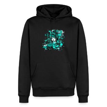 Belle femme peinture art visage femme colorée - Sweat à capuche Premium bio Homme - noir - Devant - Nico (187cm)