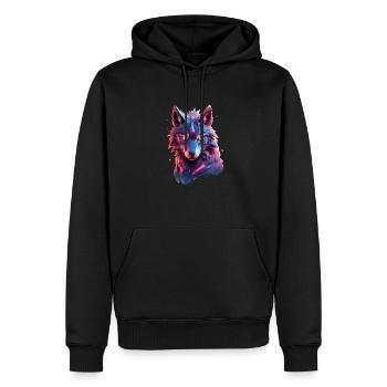Wolf - Männer Premium Bio Hoodie - Schwarz - Vorne - Nico (187cm)