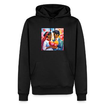 Man and woman - Men’s Premium Organic Hoodie - black - Front - Nico (187cm)