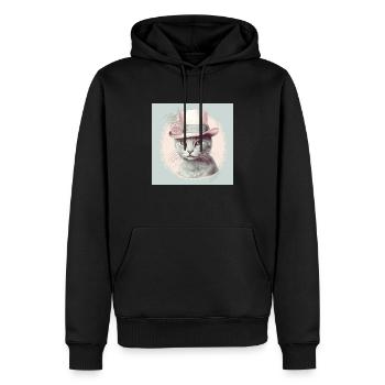 Cat with a hat - Men’s Premium Organic Hoodie - black - Front - Nico (187cm)