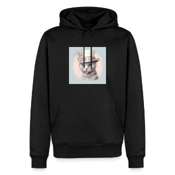 Cat with a hat - Men’s Premium Organic Hoodie - black - Front - Nico (187cm)