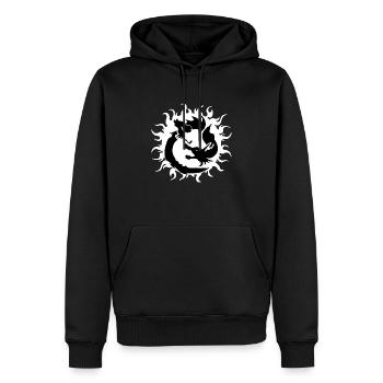 dragon23 blanc fond noir - Sweat à capuche Premium bio Homme - noir - Devant - Nico (187cm)
