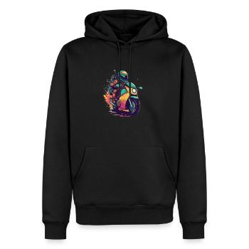 Cooler farbenfroher Motorrad Print - Männer Premium Bio Hoodie - Schwarz - Vorne - Nico (187cm)