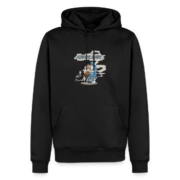 Augur says no - Men’s Premium Organic Hoodie - black - Front - Nico (187cm)