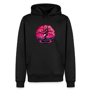 Cerisier japonais - Sweat à capuche Premium bio Homme - noir - Devant - Nico (187cm)