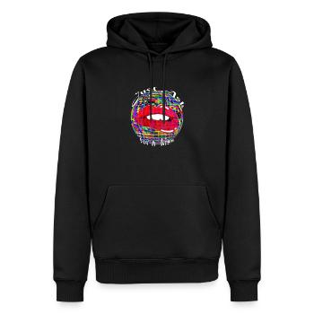 Mund Discokugel - Männer Premium Bio Hoodie - Schwarz - Vorne - Nico (187cm)