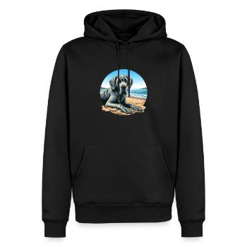 Deutsche Dogge am Strand - Männer Premium Bio Hoodie - Schwarz - Vorne - Nico (187cm)
