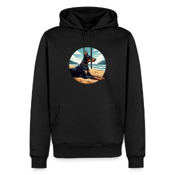 Doberman On The Beach - Men’s Premium Organic Hoodie - black - Front - Nico (187cm)