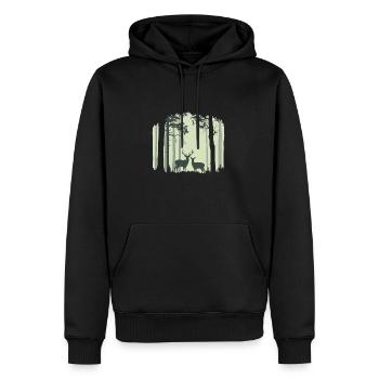 Forêt de cerfs 1 - Sweat à capuche Premium bio Homme - noir - Devant - Nico (187cm)