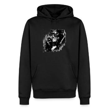 Souffle de Nuit - Sweat à capuche Premium bio Homme - noir - Devant - Nico (187cm)