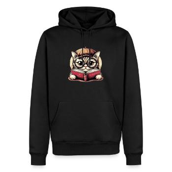 Gelehrte Miez - Männer Premium Bio Hoodie - Schwarz - Vorne - Nico (187cm)