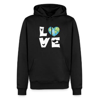 Liebe Erde Herz - Männer Premium Bio Hoodie - Schwarz - Vorne - Nico (187cm)