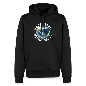 Tag der Erde, Umwelttag, Reduzierung, Wiederverwendung, Recycling - Männer Premium Bio Hoodie - Schwarz - Vorne - Nico (187cm)