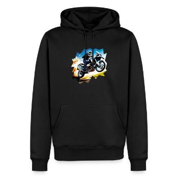 Fliegendes Motorrad - Männer Premium Bio Hoodie - Schwarz - Vorne - Nico (187cm)