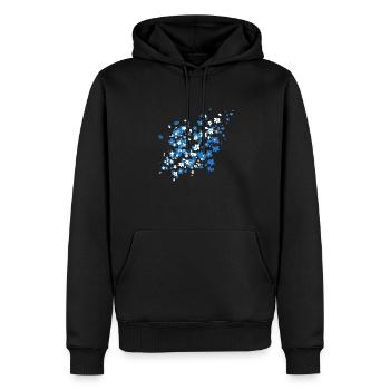 Blauer Sakura - Männer Premium Bio Hoodie - Schwarz - Vorne - Nico (187cm)